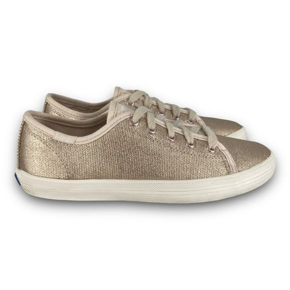Keds Kickstart Metallic Sneakers KK160600 Low Top Rose Gold Shimmer Youth 13.5M - Picture 1 of 9